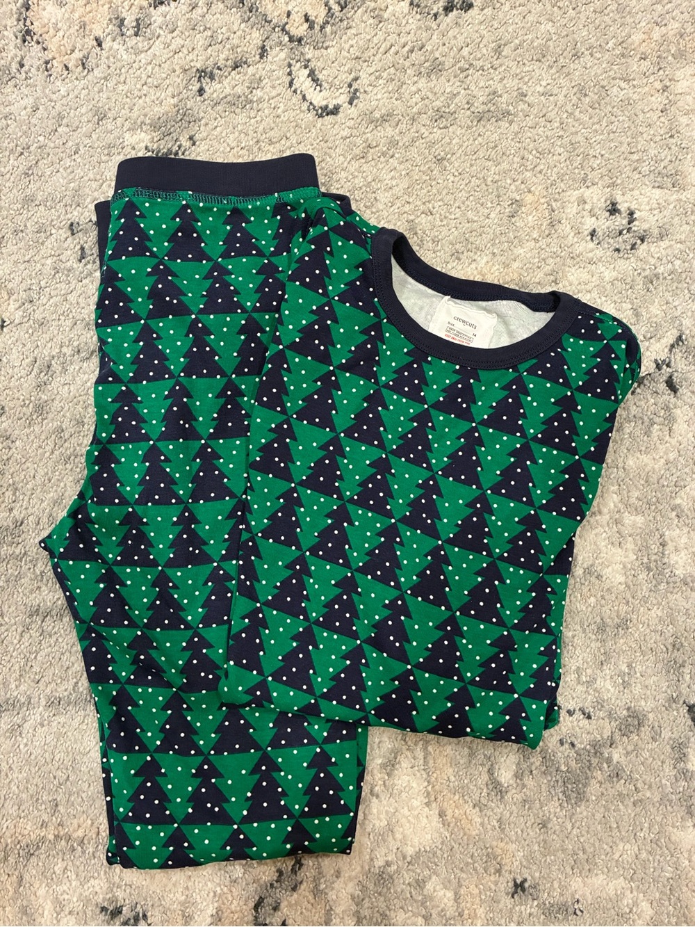 Crewcuts Navy and Green Tree-Print Kids Pajama Set
